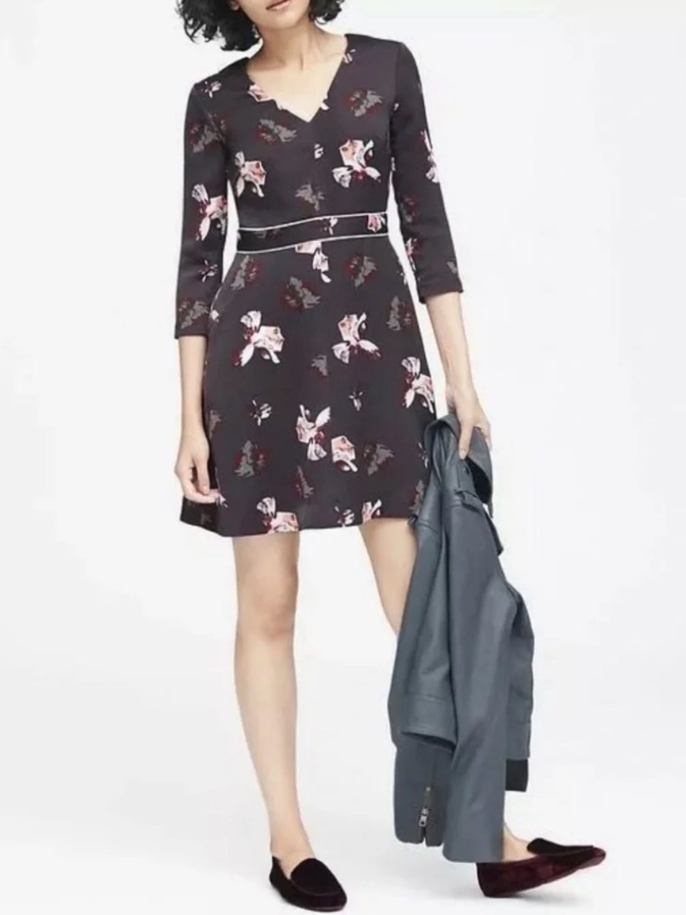 NWT Banana Republic Dark Romance Floral Dress US 0